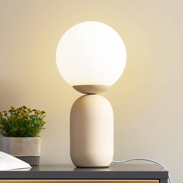 Lindby Tischlampe Lennes (Modern) in Weiß aus Glas (1 flammig, E27) - Tischleuchte Schreibtischlampe Nachttischlampe Wohnzimmerleuchte