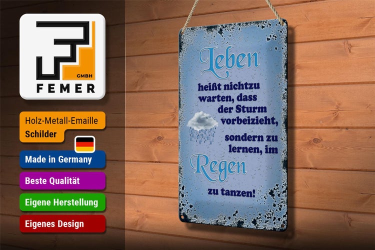 Blechschild Spruch 20x30cm Leben heißt nicht zu warten dass