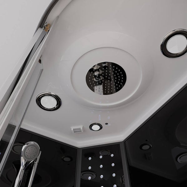 Home Deluxe - Dampfdusche BLACK PEARL - Maße 120 x 80 cm Rechts - inkl. Dampffunktion, Regendusche, Radio und Zubehör I Fertigdusche, Dusche, Duschtempel