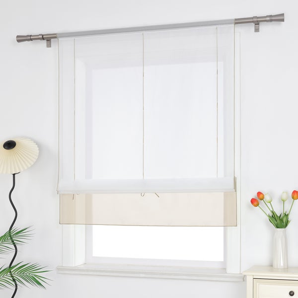 Fenster mit halbtransparentem Faltrollo für Wohnraumdekoration