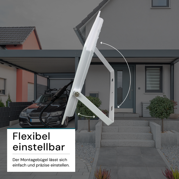 Flexibel einstellbarer LED-Strahler mit Montagebügel für Aussenbereiche