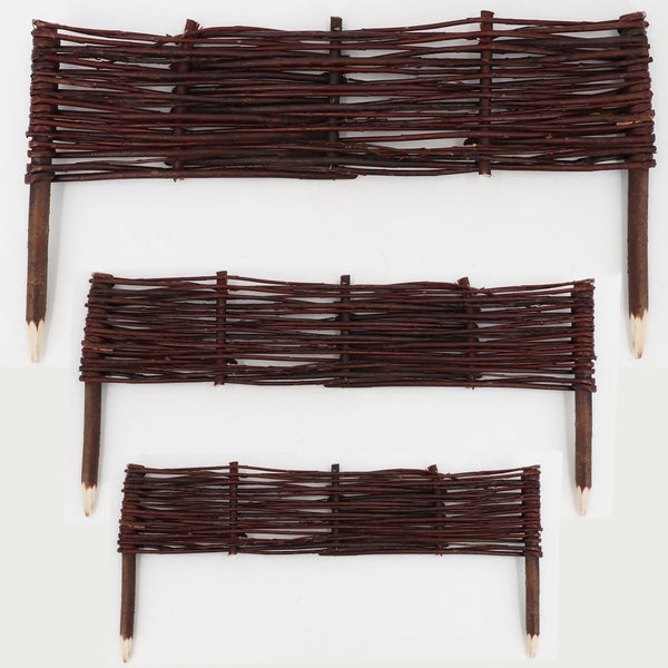 4 Beeteinfassungen aus Weide 20x60cm I Beetbegrenzung /Weidenzaun zur Beetumrandung Rasenkante
