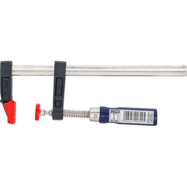 Verstellbare Schraubzwinge mit Festbügel und Holzgriff