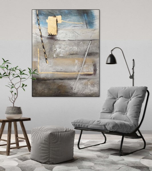 Handgemaltes Gemälde Acrylfarbe 75x100cm Grau