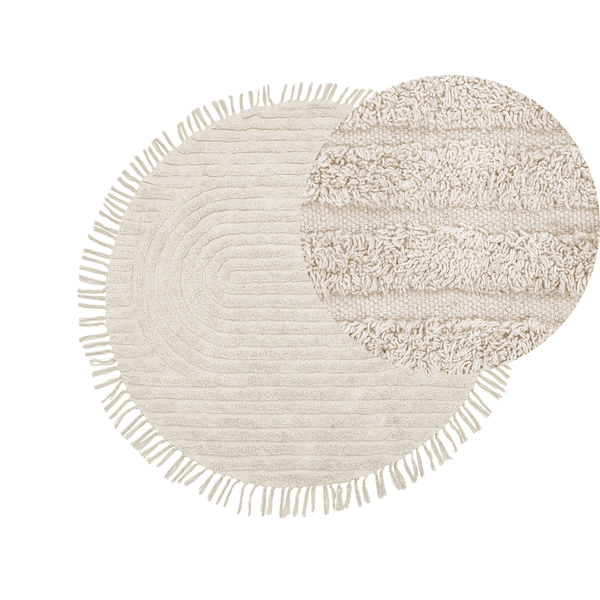 Teppich HALFETI Hellbeige ø 140 cm Baumwolle