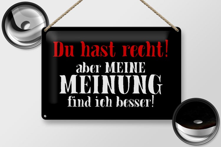 Blechschild Spruch 30x20cm du hast recht aber meine Meinung