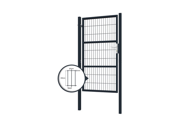 Zauntür mit Maschen und Maßangaben