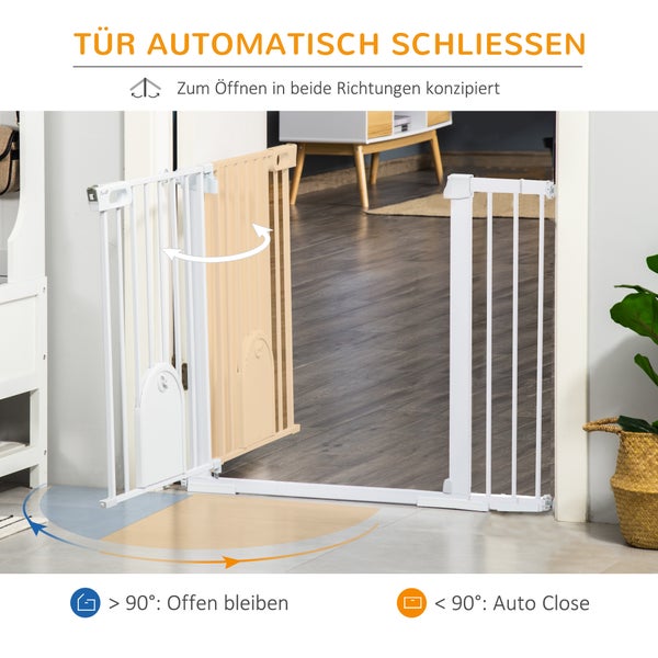 PawHut Türschutzgitter, 75-131B x 76H cm, Metall, ABS, Weiß