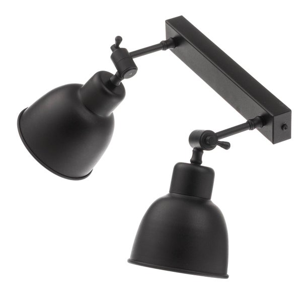 Wandleuchte mit zwei Lampenschirmen aus Metall