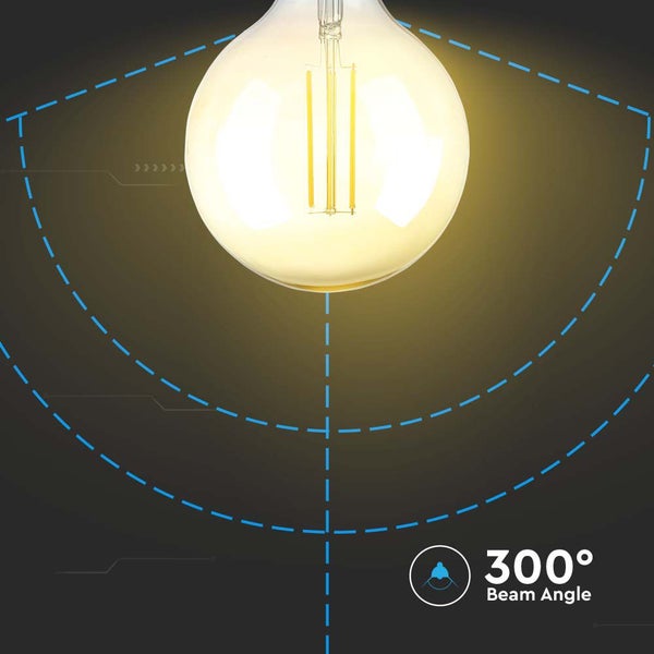 V-TAC VT-2018D-N - LED-Lampen - G125 Globe E27 - IP20 - Bernstein - 8 Watt - 700 Lumen - 2200K - 2