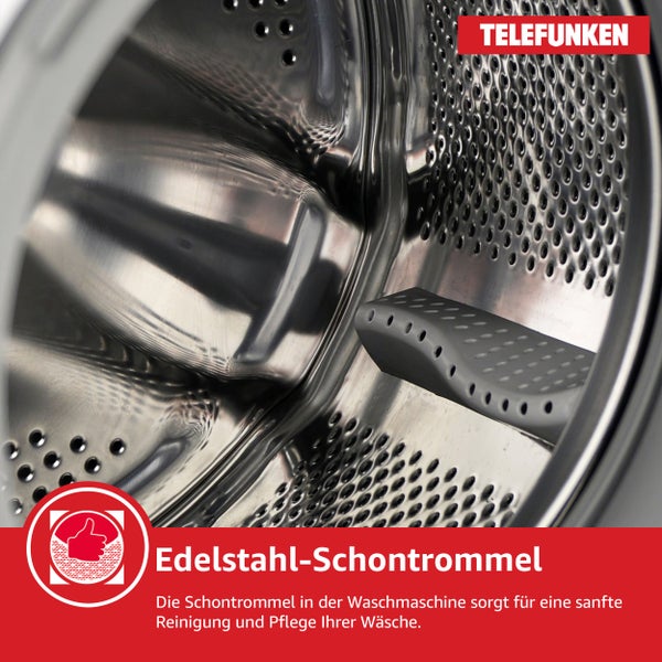Telefunken Waschmaschine 7kg 1400 U/Min. Frontlader Inverter Motor AquaStop 15 Programme W-7-1400-A-W weiß