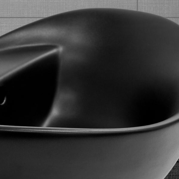ML-Design Waschbecken aus Keramik in Schwarz matt 59x39,5x20,5 mm mit Ablaufgarnitur, Ovale Aufsatzwaschbecken, Moderne Waschtisch, Waschschale mit Hahnloch und Abflussloch, Waschplatz Handwaschbecken