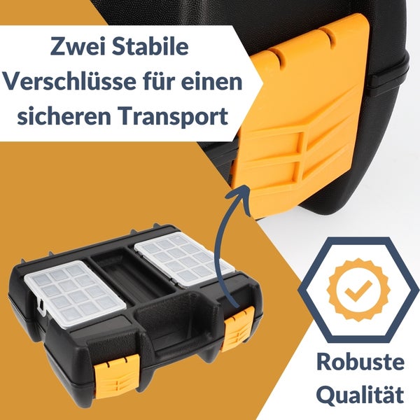 Werkzeugkoffer mit robusten Verschlüssen für sicheren Transport