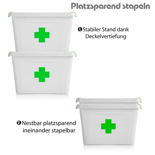 BigDean Medizinbox 6,5 L aus BPA-freiem & lebensmittelechtem Kunststoff – Medikamentenbox für Salben, Tabletten und Verbände – Koffer Organizer Made in Europe