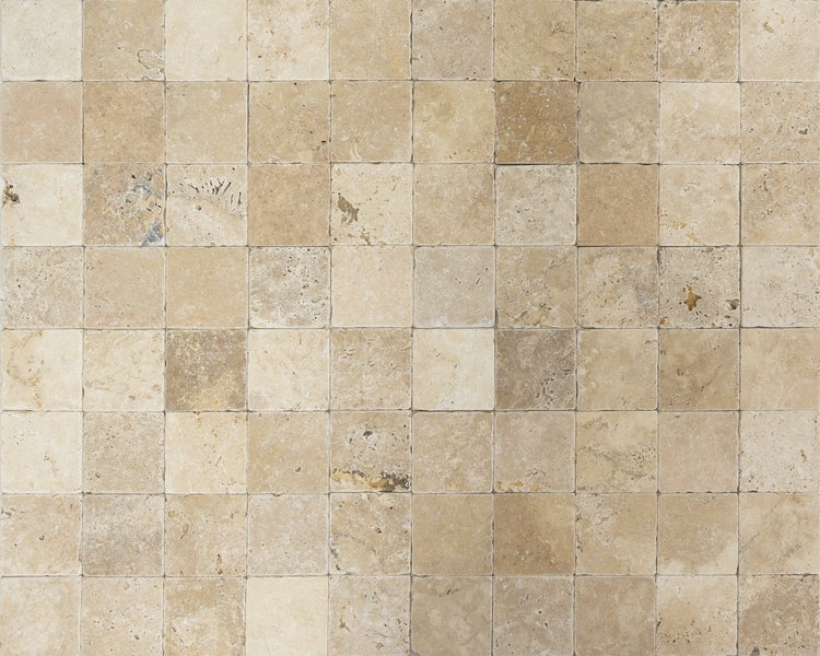 Wohnrausch Travertin Mosaikfliesen GOLDEN-SUNSET 10 x 10 x 1 cm, getrommelt, beige, gelb, braun