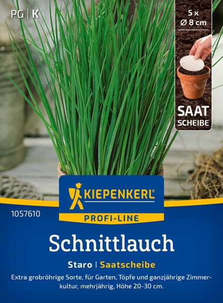 Kiepenkerl Profi-Line Schnittlauch Staro als Saatscheiben, 5 Stück mit 8 Zentimeter Durchmesser für den Anbau in Garten und Töpfen.