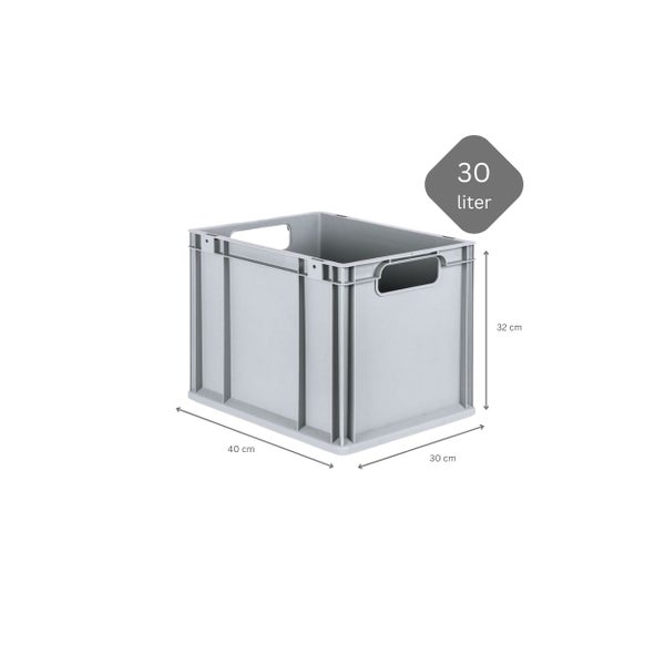 PROREGAL Spar Set 5x Eurobox Nextgen Economy Mit Scharnierdeckel & Roten Schiebeschnappverschlüssen Griffe Offen HxBxT 32 x 30 x 40 cm 30 Liter