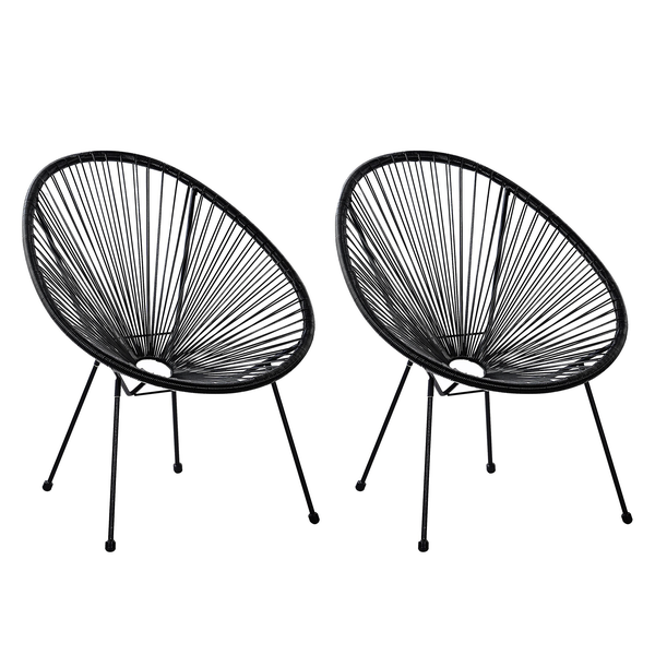 Gartenstuhl 2er Set ACAPULCO II Polyrattan Schwarz