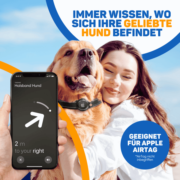Vulpes Goods Hundehalsband - Apple Airtag Halsband für Hunde - Reflektierendes - Kratzerfest und wasserdicht - 36-44 CM - M