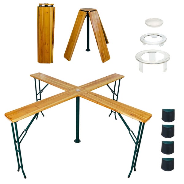 Bierzeltgarnitur mit Tisch, Tischgestell, Tischbein, Einsatz und Bodenschoner