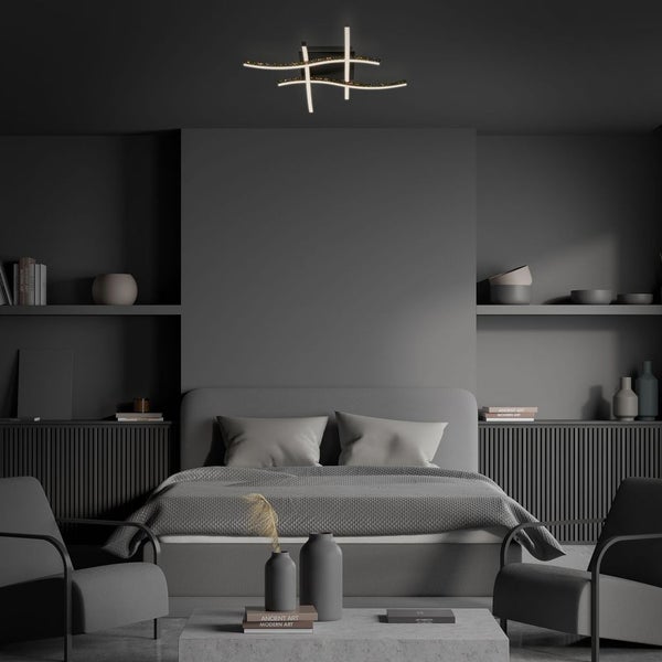 Briloner Leuchten REY - Wand-& Deckenleuchte - 3718045 - Glitzereffekt durch Laserlochoptik - 24W ? 2800 lm - Warmweiß 3000K - 64,5 x 64,5 x 10 cm