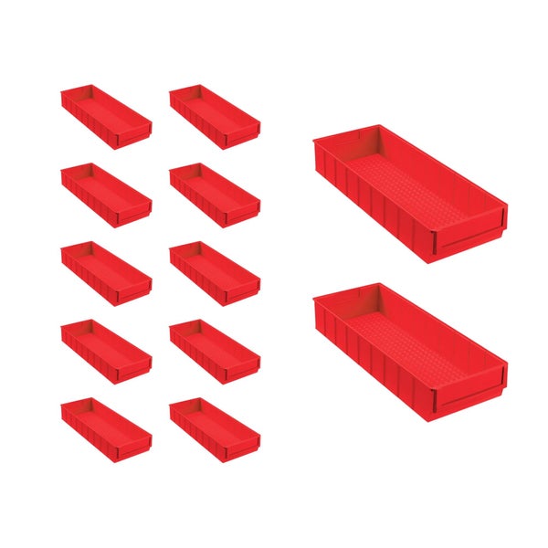 PROREGAL SuperSparSet 12x Rote Indurstriebox 500 B HxBxT 8,1 x 18,3 x 50 cm 6 Liter Sortimentskasten