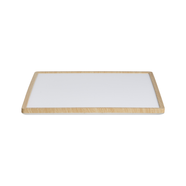 Rechteckige LED Deckenleuchte mit Rahmen in Holzoptik
