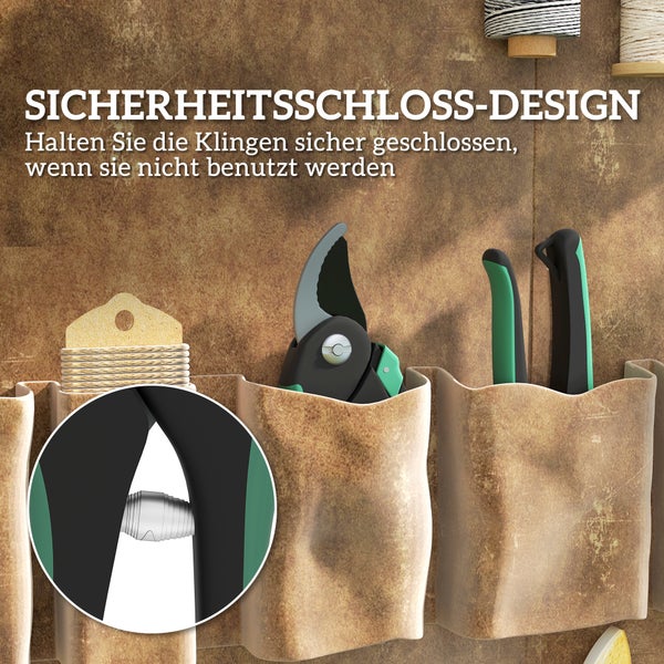Sicherheitsverschluss Design für Gartenscheren.
