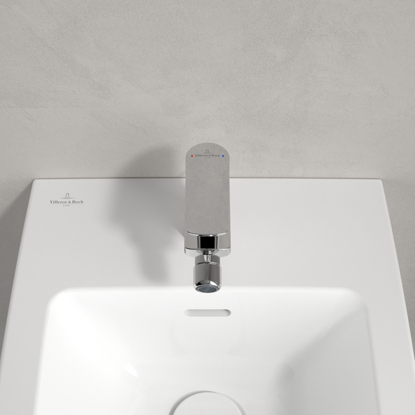 Villeroy & Boch Oasis Einhebel-Bidetarmatur, Bidet Wasserhahn mit Zugstange und Keramikkartusche, Bidetmischer wassersparend, Auslauf Höhe 73mm, rund, Chrom