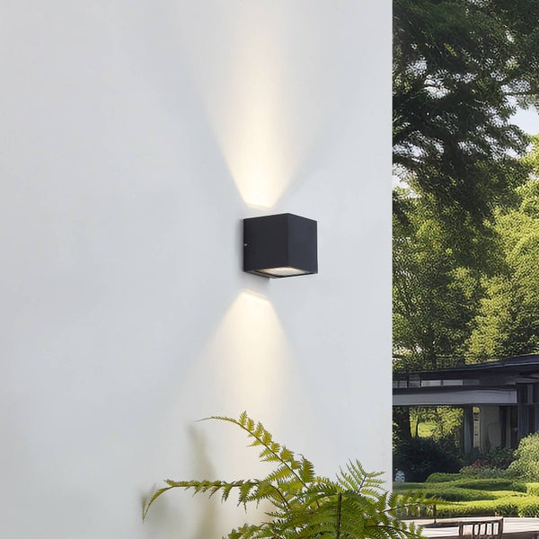 Lucande LED Wandleuchte außen Merjem (spritzwassergeschützt (Modern) in Alu aus Aluminium (2 flammig, ) - Außenwandleuchten Wandlampe Led Außenlampe Outdoor für Außenwand/Hauswand