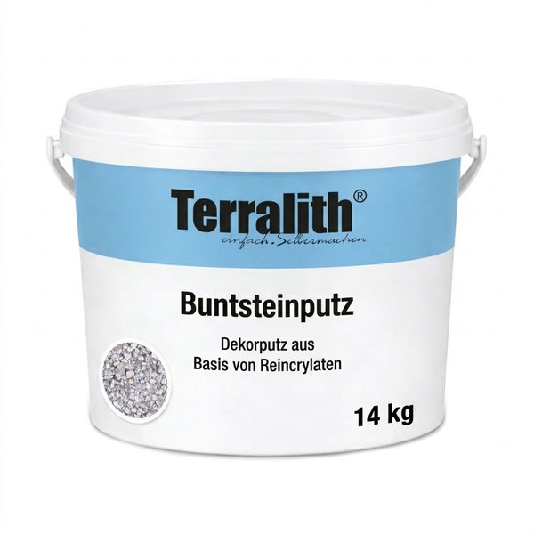 Terralith Buntsteinputz im 14 Kilogramm Eimer, Dekorputz auf Basis von Reinacrylaten.