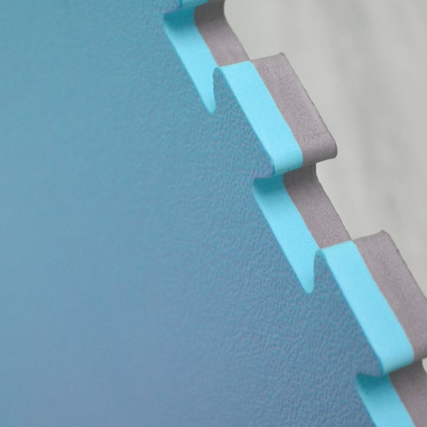 90x90cm Trainingsmatte mit Rand - 20mm Bodenschutz-Matte Grau Blau