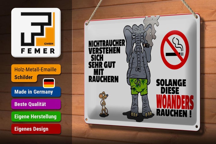 Blechschild Spruch 30x20cm Nichtraucher verstehen sich sehr gut mit Rauchern