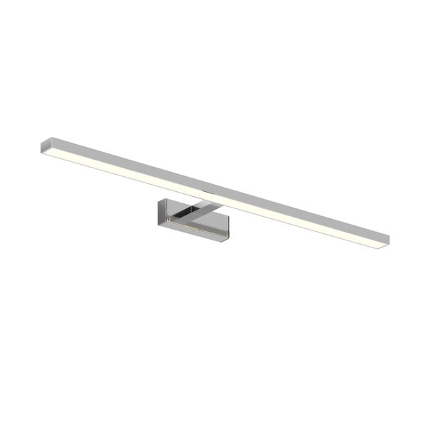 Moderne LED-Wandleuchte aus verchromtem Metall in schlankem, rechteckigem Design.