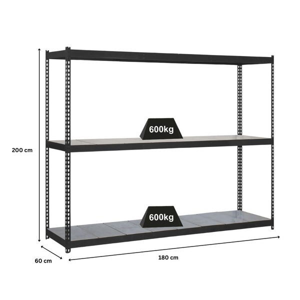 PROREGAL Schwerlastregal Metal Beast Three HxBxT 200 x 180 x 60 cm Fachlast 600 kg Anthrazit