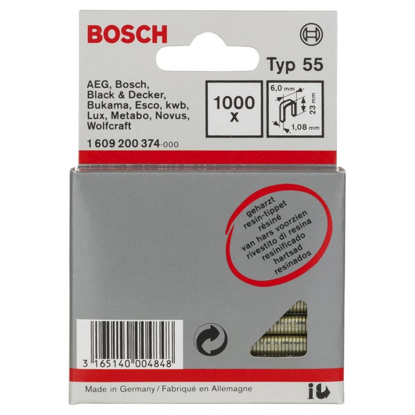 Bosch Typ 55 Klammern, 1000 Stück, mit Harz verstärkt