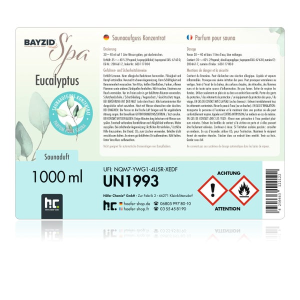 Bayzid Spa Saunaaufguss Konzentrat Eukalyptus 1000 ml