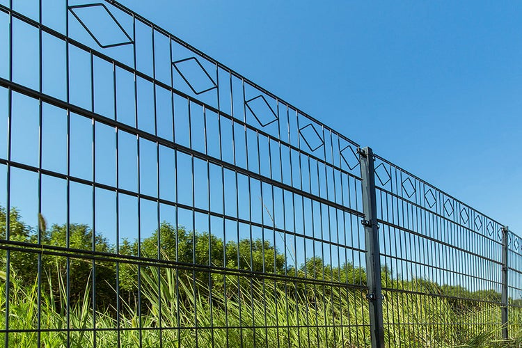 Doppelstabmattenzaun MORATA Raute Höhe: 120 cm / Länge: 20 m 2x Eckpfosten I Gartenzaun, Mattenzaun