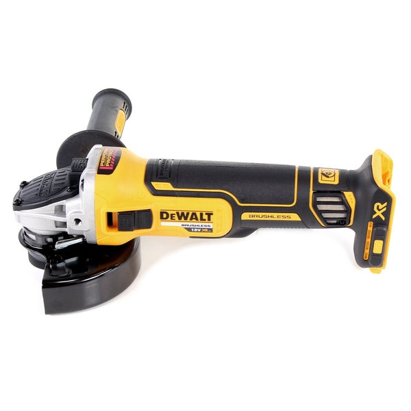 DeWalt Akku-Winkelschleifer 18 Volt mit bürstenlosem Motor, Zusatzhandgriff und Schutzhaube.