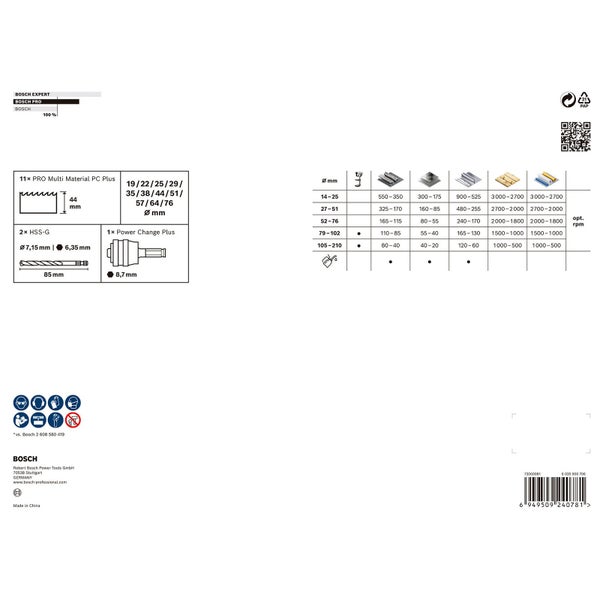 Bosch PRO Multi Material PC Plus Lochsägen-Set 14-tlg. - 2608594434