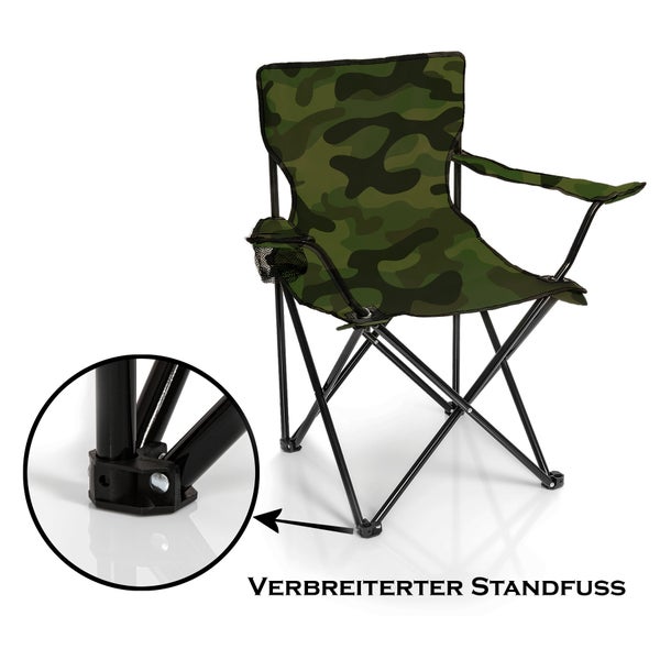 BigDean 2x Faltstuhl TARNMUSTER Camouflage Campingstuhl Anglerstuhl mit Getränkehalter & Tragetasche - Anglersessel klappbar - Klappstuhl Gartenstuhl Faltstuhl Relaxsessel Angelsessel faltbar
