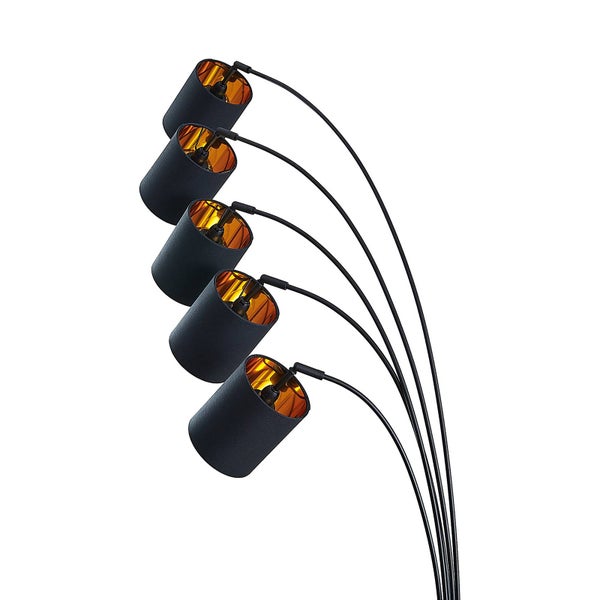 Lindby Stehlampe (Bogenleuchte) Abiram (Modern) in Schwarz aus Metall (5 flammig, E14) - Textil Stehleuchte Floor Lamp Standleuchte Wohnzimmerlampe Wohnzimmerleuchte