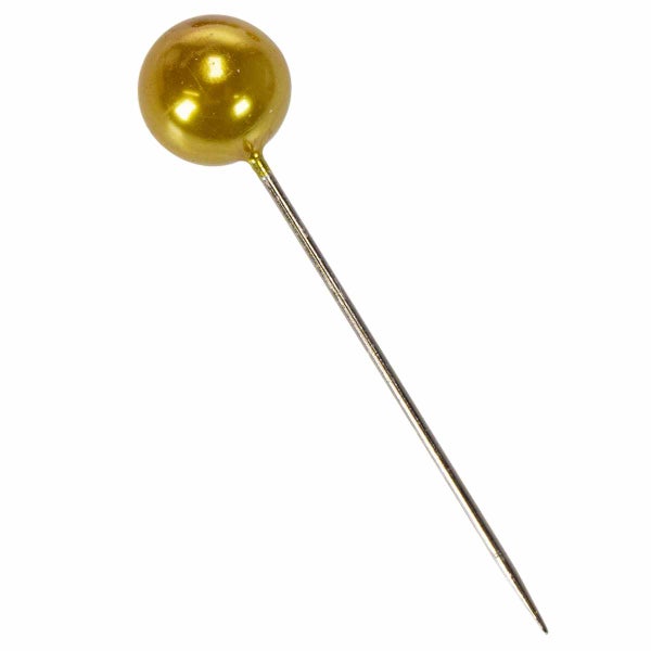 Eine Stecknadel mit rundem Kopf aus Metall zur Verwendung in Haushalt und Handwerk.