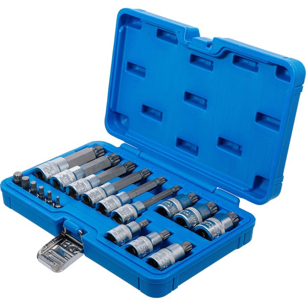 BGS Bit-Einsatz-Satz Antrieb Innenvierkant 6,3 mm (1/4) / 12,5 mm (1/2) Innenvielzahn (für XZN) 18tlg. - 5172