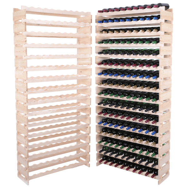 Weinregal VINOTECA FLEX PRO HxBxT 219x103x28cm 160 Flaschen auf 16 Ebenen Massives Kiefernholz Natur unbehandelt
