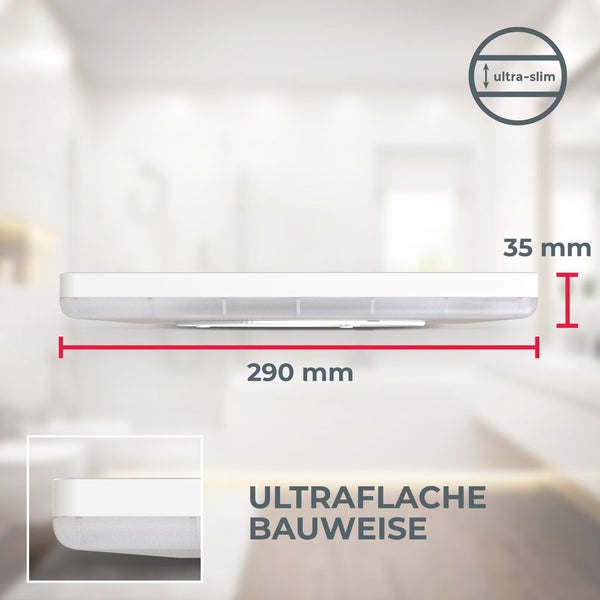 LED Panel 29x29 cm - 18W, 2400lm, IP44, flach, neutralweiß, weiß