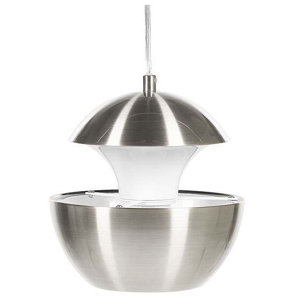 Hängelampe Metall silber / weiß glänzend Kugelform BOJANA