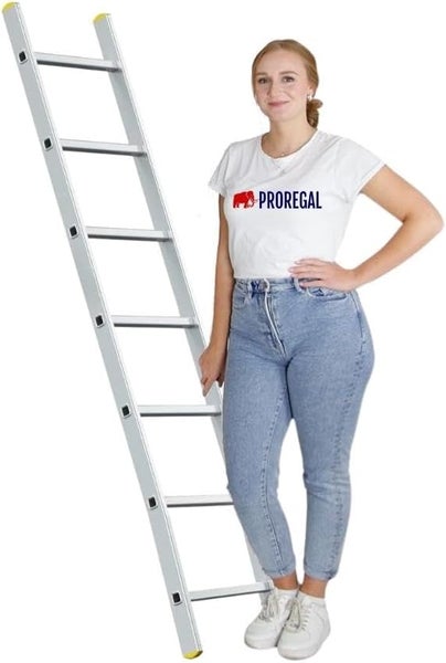 PROREGAL Sprossen-Anlegeleiter ATLAS Ohne Traverse 7 Sprossen Arbeitshöhe 2,98 m Traglast 150 kg