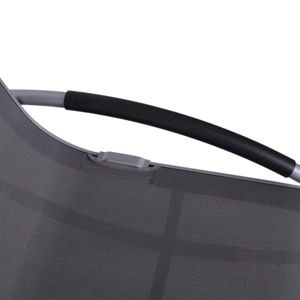 Outsunny Schaukelstuhl, Schwingsessel, mit Kopfkissen, wetterfest, bis 120 kg, 117 x 62 x 91 cm, Aluminium + Texteline, Schwarz