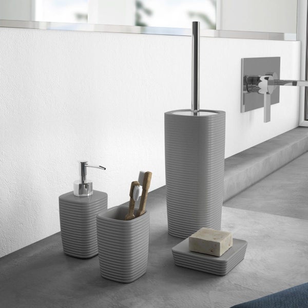 Stehende  graue WC-Bürstengarnitur aus Keramik | Calla